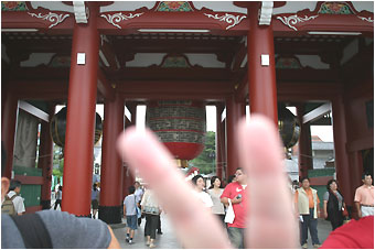 nick doing his best japanese impression in front of the sensoji temple in asakusa
