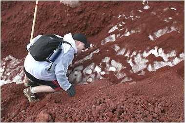 nick eating ice patterns along fuji trail