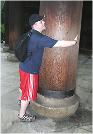 nick really enjoyed hugging the nanzenji gate pillars
