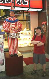 nick hates clowns so he got his photo taken with this one in minami osaka