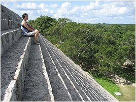 me chillin' on the steps of the pyramid at uxmal