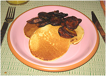 on our first morning, we also got hotcakes and fried plantains